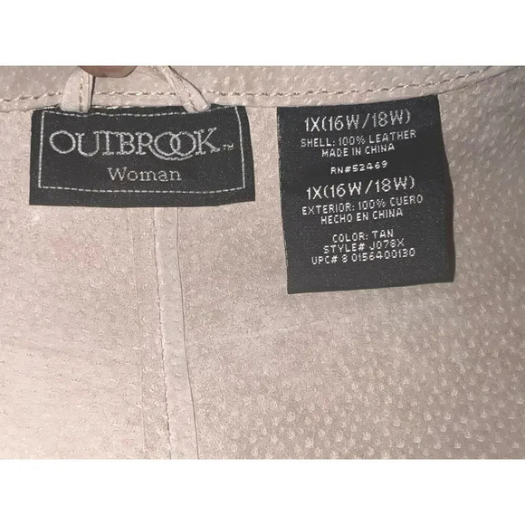 Outbrook Woman,1X tan embroidered leather tassel tie front long sleeve jacket
￼ - Picture 13 of 16